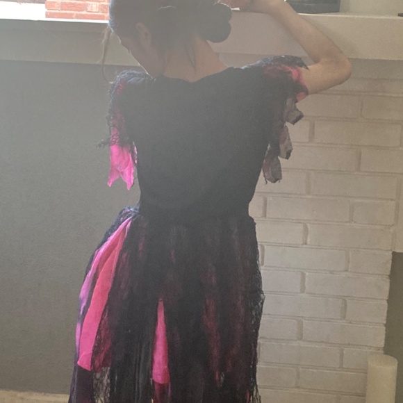 Girls Costume Dead zombie Prom Queen Corset 8 10 Pink Black Lace Bow Layered - Picture 15 of 15